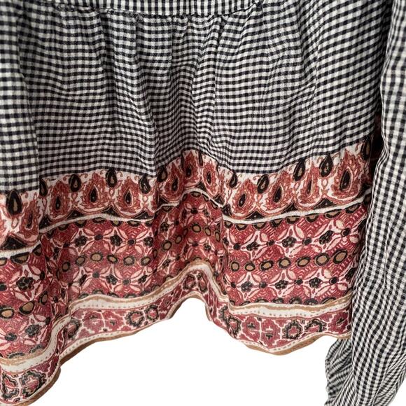 Veronica Beard Rosie Silk Gingham Paisley Blouse black size 6 boho - Picture 5 of 10